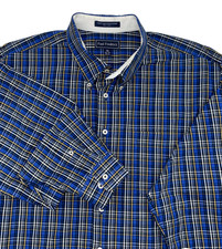 Paul Fredrick Men s Blue Plaid Long Sleeve Flip Cuff Button Shirt 18.5-36-37