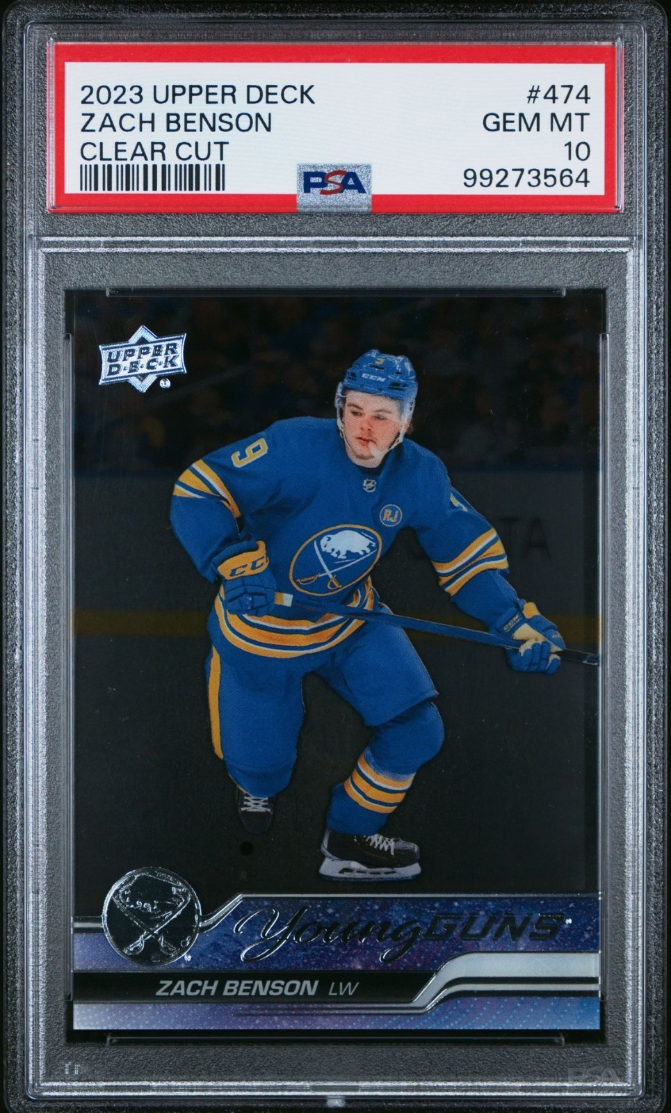 2023-24 Upper Deck Zach Benson Clear Cut Young Guns #474 PSA 10 GEM MT Rookie RC
