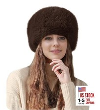 Lina  Lily Women's Winter Cossack Hat Russian Style Long Pile Faux Dark Brown