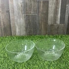 Pyrex Sculptured Clear 7402-S 7" Round Vegetable Bowl Set of 2