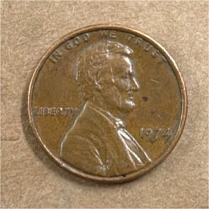 1974 Lincoln Memorial Small Cent Penny BN, Philadelphia Mint, Circulated