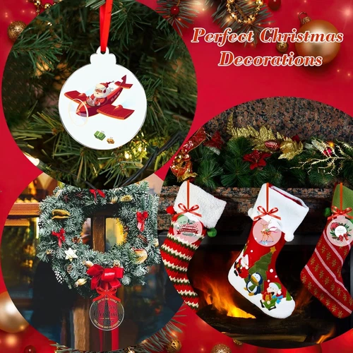 Acryl Ornamente Rohlinge, 50Pcs Acryl Rohlinge & 50Pcs Aufkleber, DIY Weihnachts - Bild 6 von 7