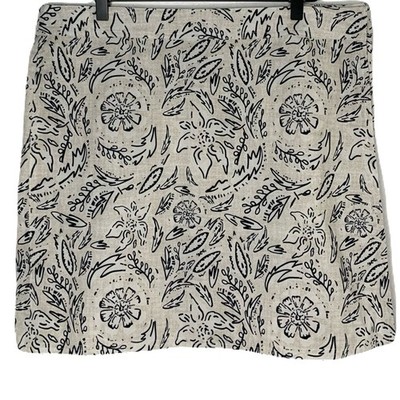 Ripskirt Hawaii Women s XL Beige & Black Floral Hook & Loop Mini Skirt Surfer