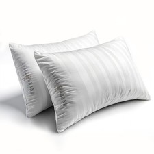 White Feather Down Pillows King Size Set of 2 Packs Bed Pillows Medium Firm H...