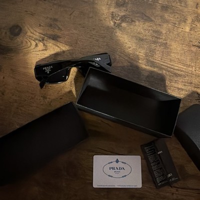 Prada Symbole PR 17WS Black Dark Grey Sunglasses Complete Set NEW