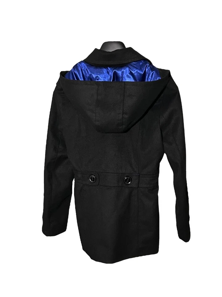 MARVIN RICHARDS New York Womens (S) Vintage '90s Black Peacoat w/ Removable Hood - Image 2 of 4