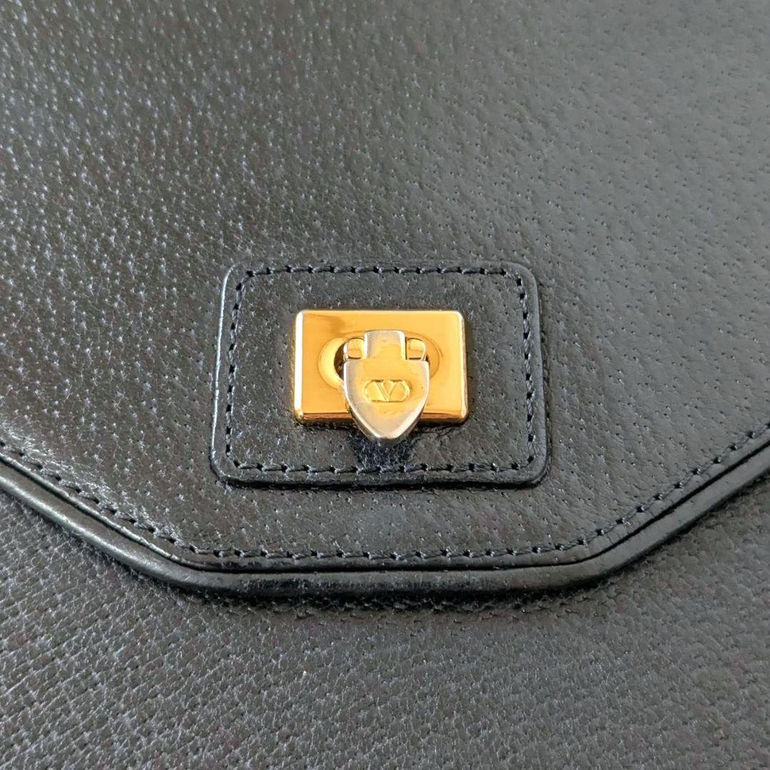 Valentino Garavani Black Leather Shoulder Bag with Gold Hardware, Vintage Japan thumbnail 13