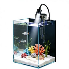 Betta Fish Tank kit,Small Nano Glass Fish Tank Start Kit with Filter,LED Ligh...