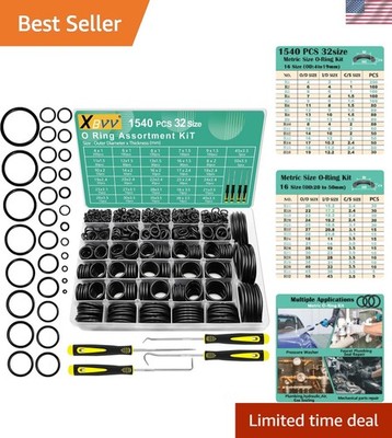 Versatile 1540 Pcs O-Ring Set in Nitrile Rubber with Easy-Access Storage Box