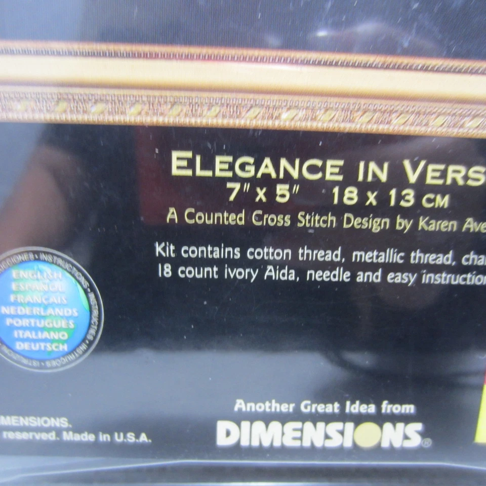 Dimensiones Colección Oro ELEGANCIA EN VERSO Punto de Cruz Contado 7x5 Foto 4 de 4