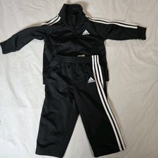 Adidas Black Track Suit Size 12 Months Front Zip 2 Piece EUC