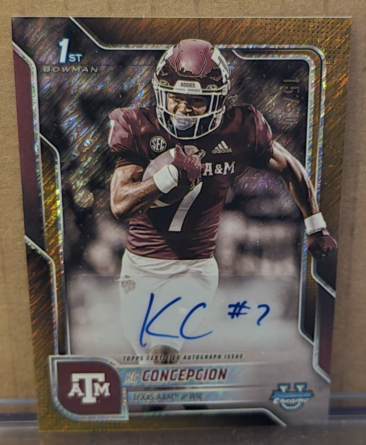 KC Concepcion 2025 Bowman Chrome University 1st Auto Gold Shimmer /50 Texas A&M