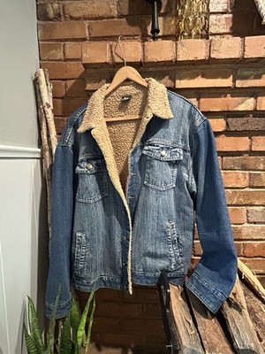 LADA Men s/unisex Women s Oversized Jean Faux Sherpa Lined Vintage Jacket