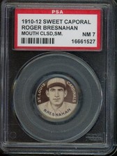 1910-12 P2 Sweet Caporal Pins Roger Bresnahan Mouth Closed PSA 7 NM LOOK! SV