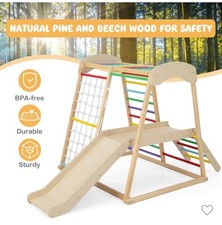 Costway 6-in-1 Indoor Jungle Gym Wooden Playground Climber Playset Kids 1 Year