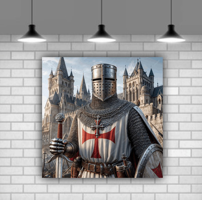 Mittelalter Tempelritter Wandbild modern Leinwandbild fertig zum Aufhängen montiert