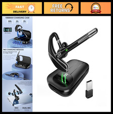Wireless Bluetooth Headset V5.3, Noise Cancelling Earpiece, 1000mAh Case, 96H Ta