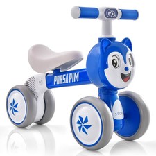 Baby Balance Bike Ride on Toys with Silent Wheels  PU Seat Linked Rotating Eyes