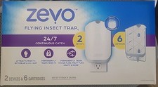 Zevo Flying Insect Trap Fly Trap 2 devices 6 refills cartridges