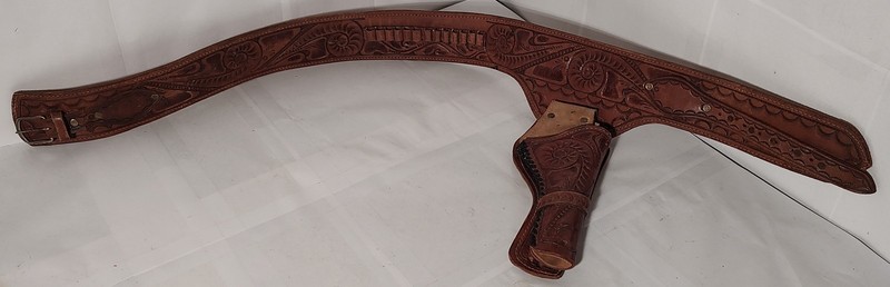 1970s Vintage Hand Tooled Leather Gun Belt Holster Rig Size 36 Hecho En Mexico