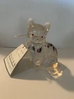 Fenton Art Glass Opalescent Clear Cat. Hand Painted And Signed By Artist.