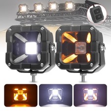 Pair 3 Led Work Light Spot Pods Drl Offroad Fog Driving Atv Truck Suv Fog Lamp