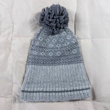 J. Crew Warm Mohair Gray Winter Pom Pom Beanie Hat One Size