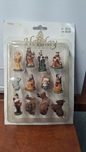 Vintage Christmas Holiday Elegance Mini Nativity Set 12 Pc 1”