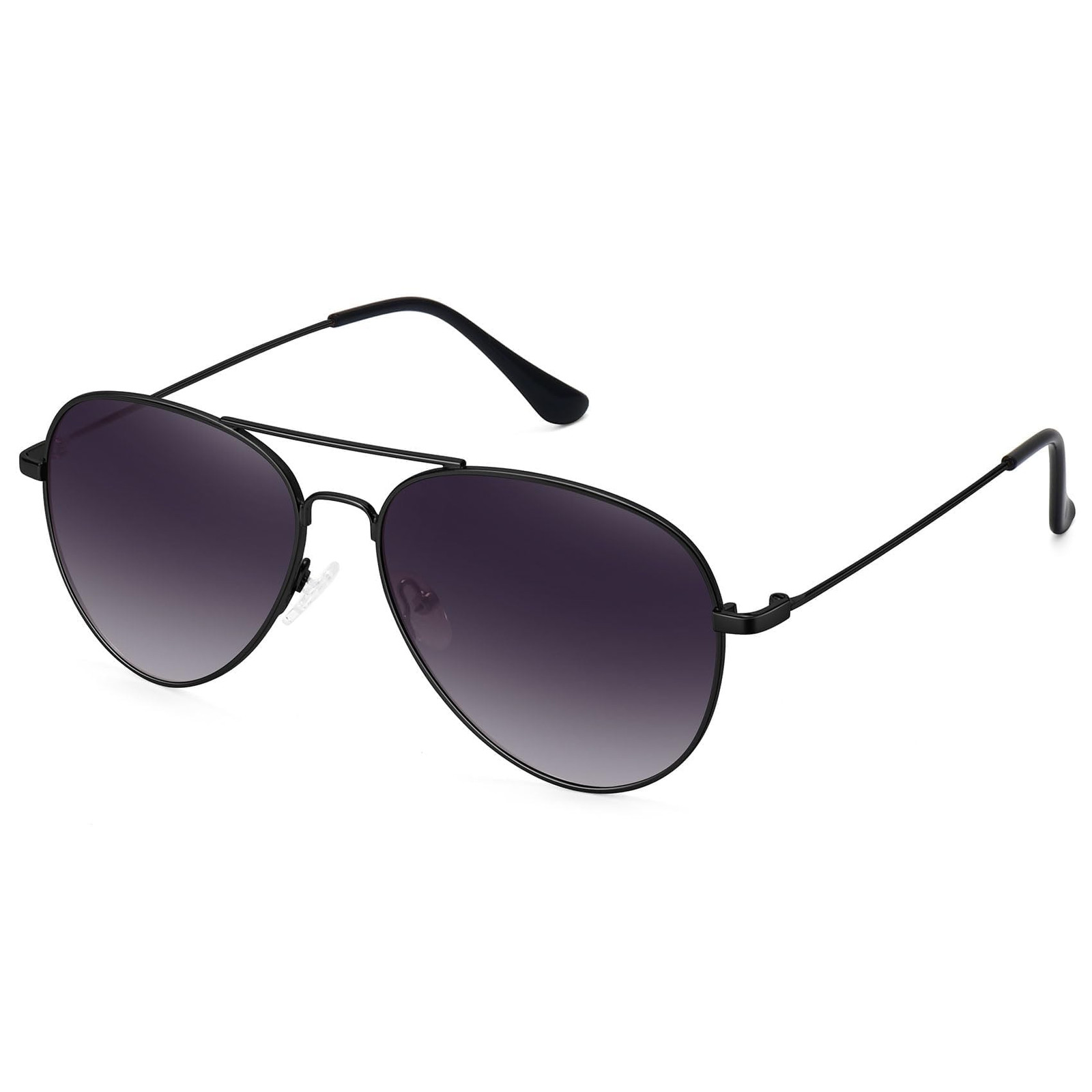 Classic Polarized Aviator Sunglasses for Women Men (Black Frame Grey Lens)