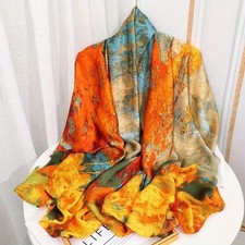 Fashion 180x90cm Satin Silk Scarf Women Luxury Large Shawl Hijab Wrap Turban