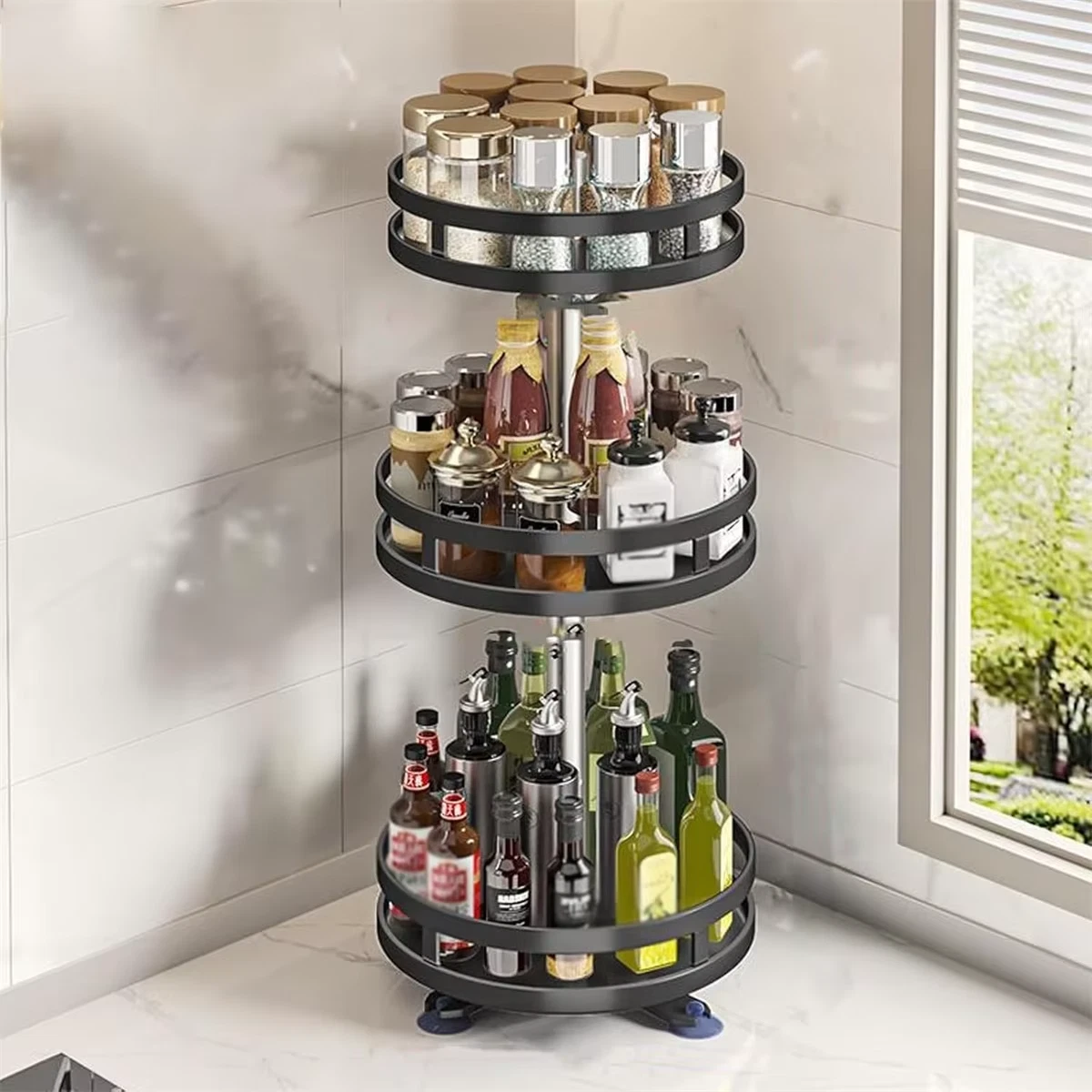Storage Rack Rotatable Kitchen Accessories Spice Organizer Clean Space Saver
Opens in a new window o