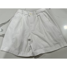 VTG Liz Claiborne Lizsport Petite White Pleated Cotton Shorts Size 14