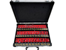 40 ROUTER BITS SET NEW OLD STOCK C/W ALUMINIUM CASE COVE/KEYHOLE/CHAMFER/BEADING