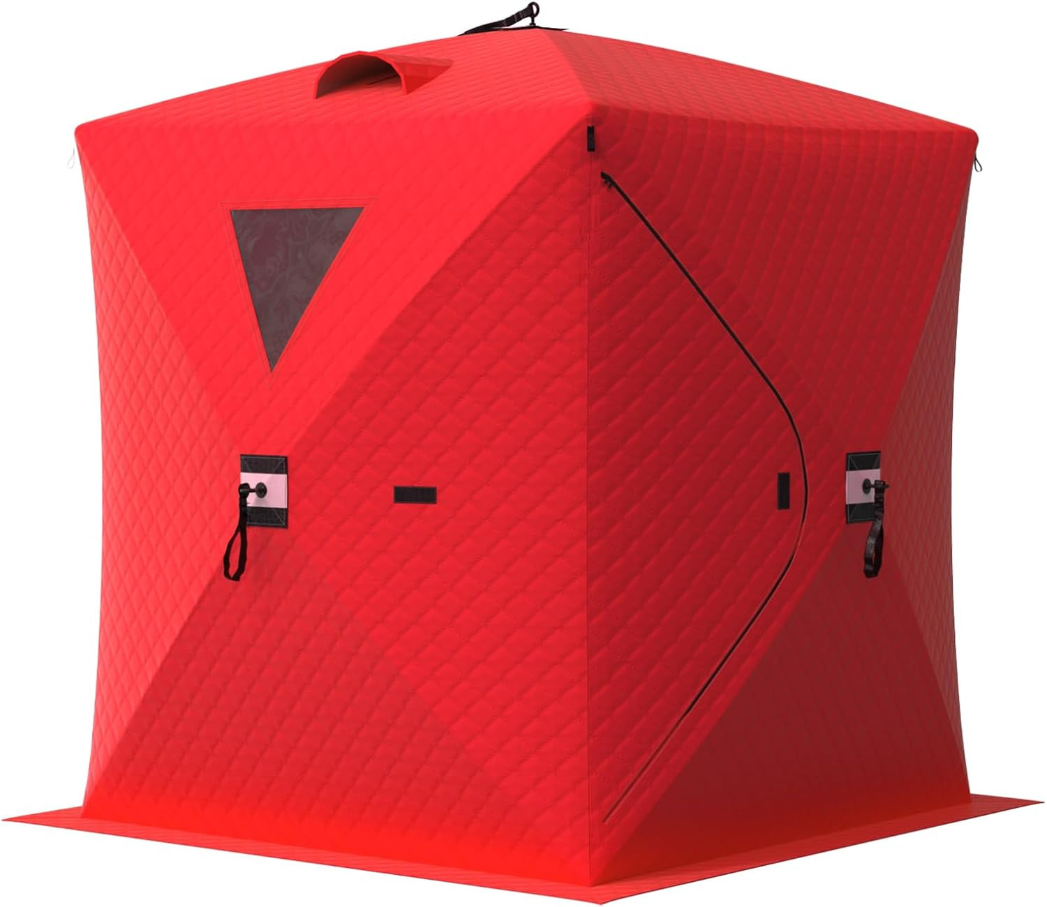 Insulated Pop-Up Ice Fishing Tent, 6-8 Person Portable Hub-Style Tent, Windproof
