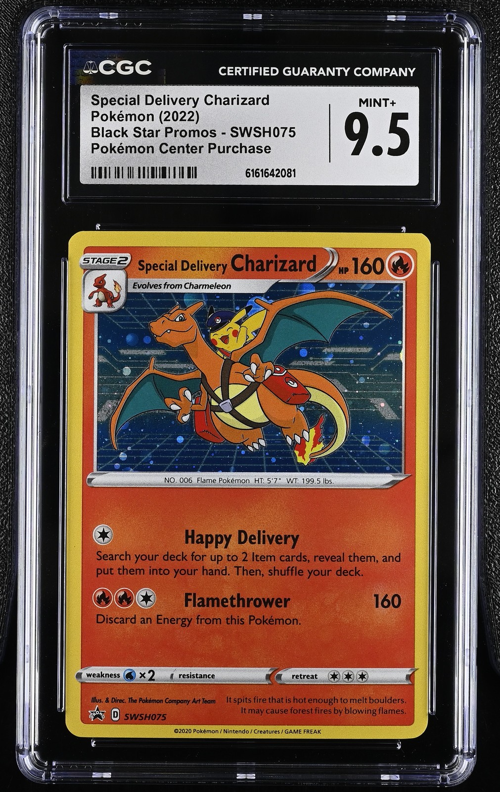 Pokemon Special Delivery Charizard Black Star Promos SWSH075 P.M. Center CGC 9.5