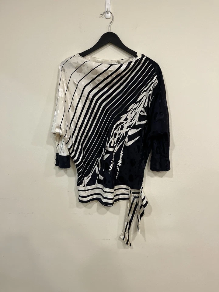 Blusa Top Vintage Años 80 Talla 12 Saint Romei 100% Seda Lunares Marfil Negro Foto 2 de 4