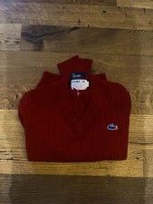 Lacoste Izod Vintage Red Knit Sweater Youth Size 18 1970s Never Worn Alligator