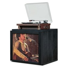 Solid Wood Vinyl Record Storage Box Holds Up To 120 Records, Record Black