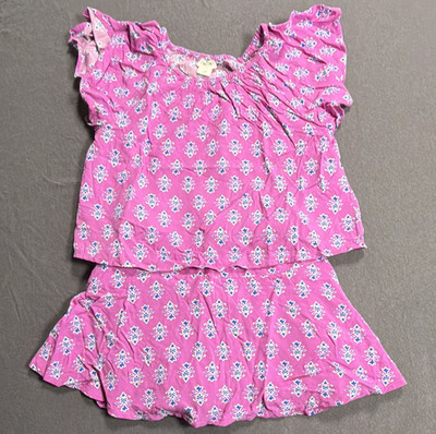 Crewcuts Girls 2pc Skort Set Size 4-5 Pink Floral Cotton Ruffle Top -0012