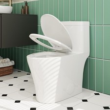 HOROW Elongated One Piece Toilet Dual Flush 0.8/1.28 GPF 12'' Rough-in Toilet