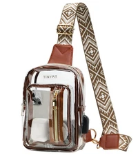 TINYAT Clear Sling Bag Stadium Approved Transparent Bag Crossbody Casual Shou...