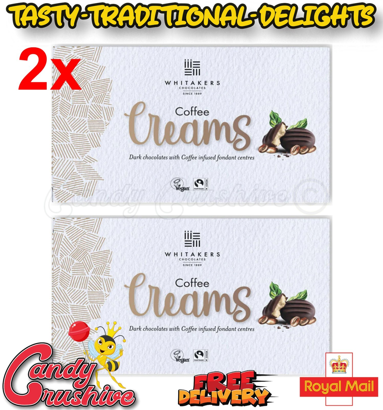 2 x Whitakers Coffee Creams Fondant Chocolates 300 Grams