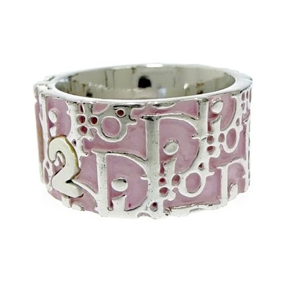 [Aufbewahrungstasche enthalten] Christian Dior Metall Dior Logo Trotter Ring Silber/Pi...