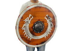 Viking Shield   Medieval Wooden Round Battle Norse Gift Ready Heavy Metal 24