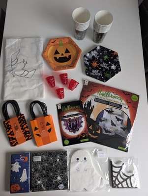   XXL - Halloween Party Deco Set - Becher - Teller - Servietten - Geist - Skull 