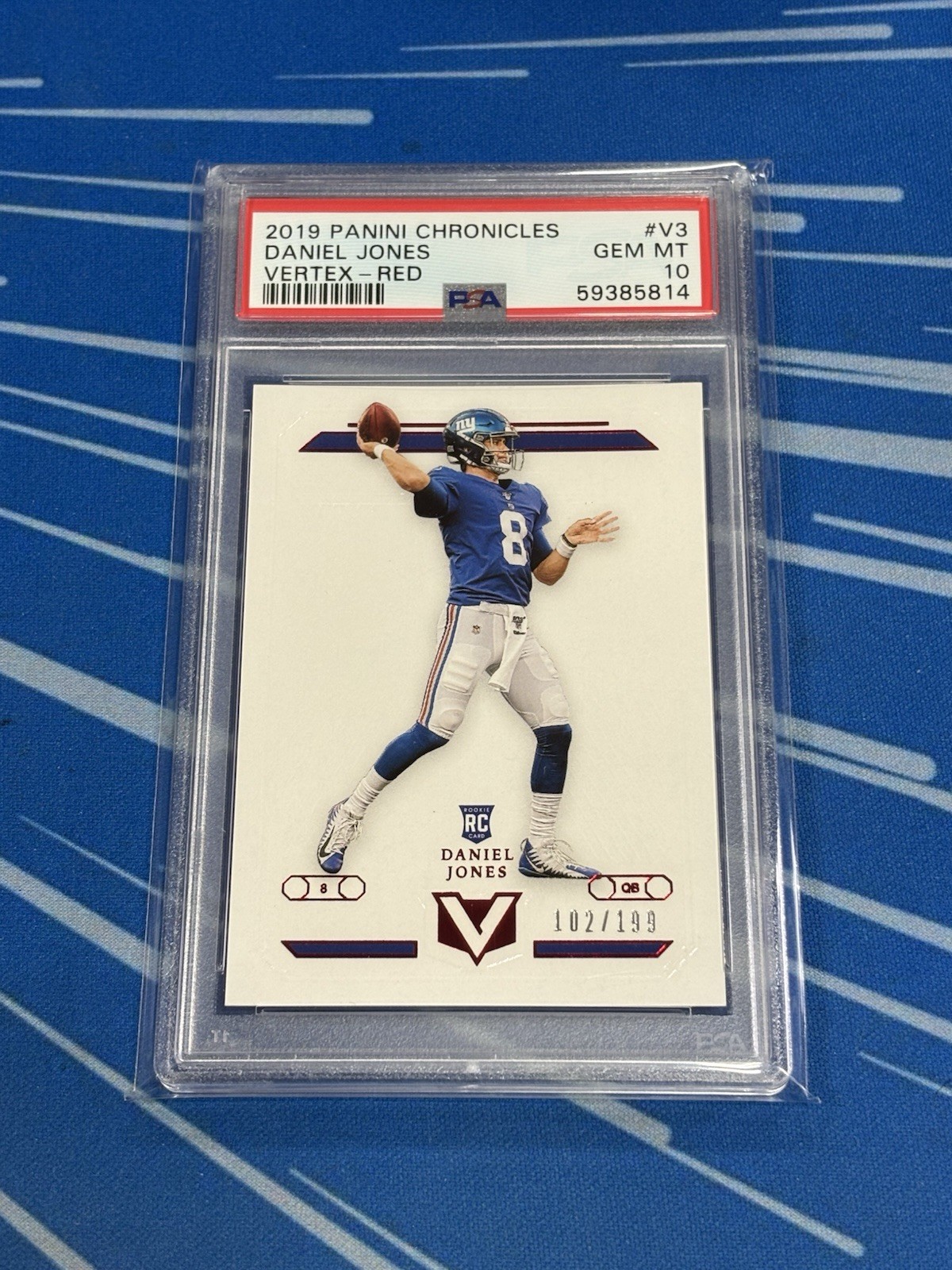 2019 Panini Chronicles Daniel Jones #V3 Vertex Red /199 RC PSA 10 Giants Colts view 5