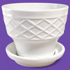 Bath And Body Works VTG Pottery Collection 1999 Edition Bright White Flower Pot