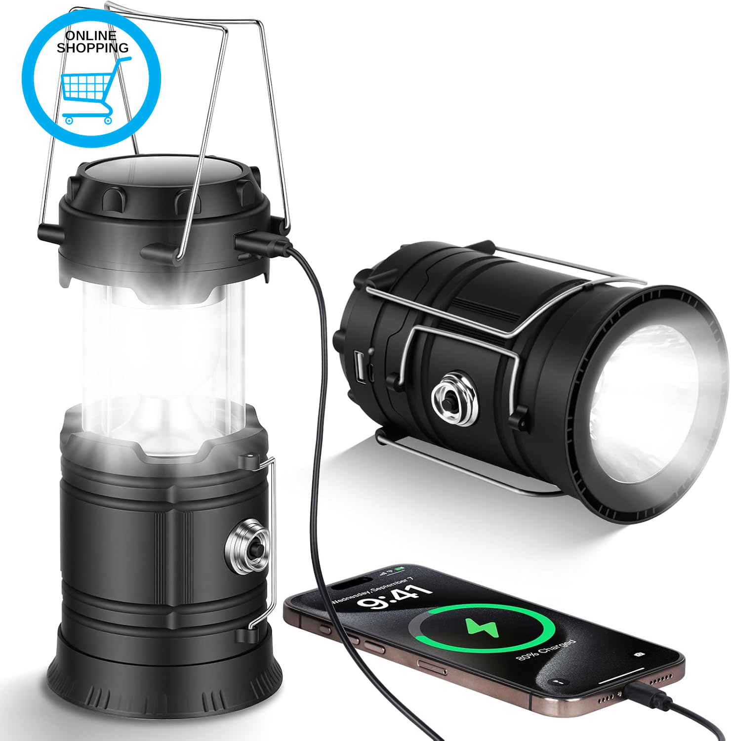 Camping Lantern, Rechargeable Camping Lights with Solar, Camping Lantern Battery