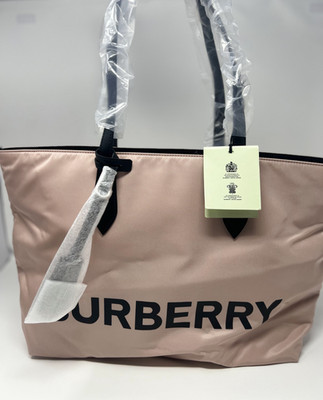 Burberry Rose Beige Branded Econyl Nylon Tote Shoulder Handbag Purse - Medium