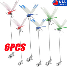 6 Pack Dragonfly Clip,3D Dragonfly Garden Stakes Decor,Fly Deterrent, Dragonfly